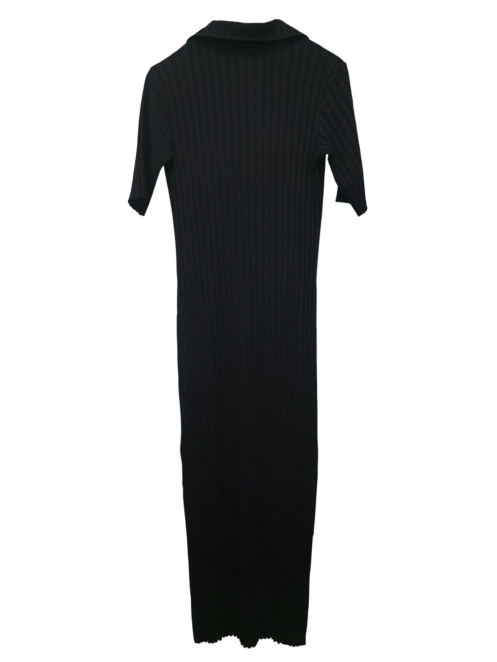 Anthropologie x Stateside Black Ribbed V-Neck Maxi Dress w/ Side Slits Sz M - Picture 2 of 9